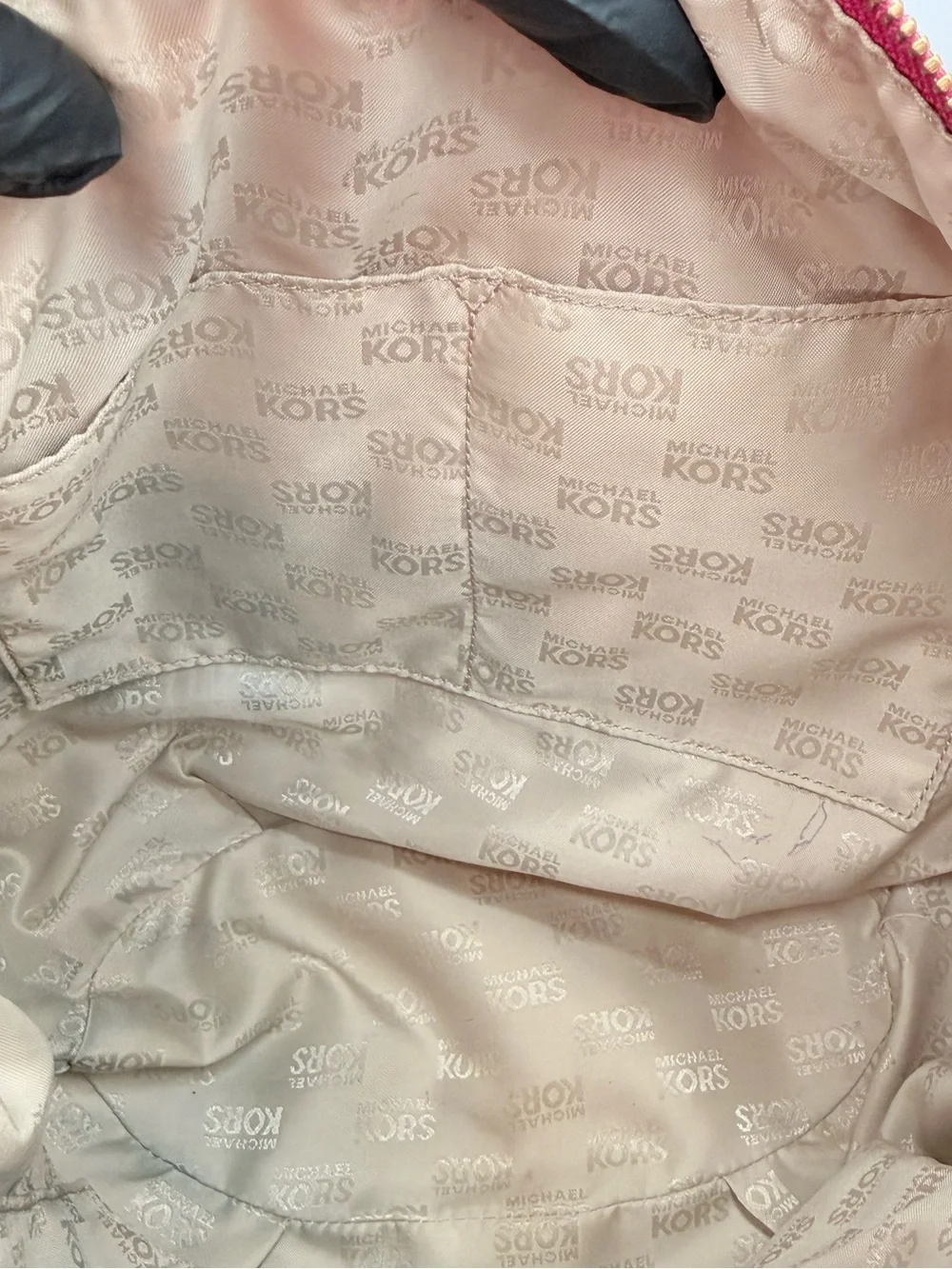 MICHAEL KORS Hot Pink Leather Hobo Shoulder Bag Gold MK Logo